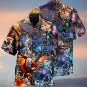 Dragon Merry Xmas Unisex Hawaiian Shirts  - Thelegend59