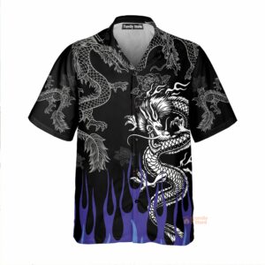 Dragon With Blue Flame Hawaiian Shirt - For Men And Women - Kids  - Thelegend59