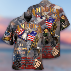 Eagle America Let Freedom Reign Hawaiian Aloha Hawaiian Shirtss  - Thelegend59