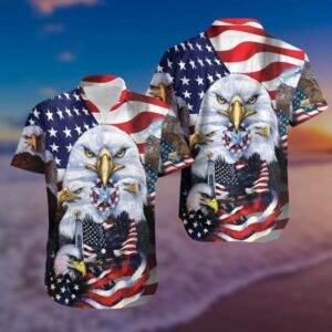 Eagle American And Star Honnor Unisex Hawaiian Aloha Hawaiian Shirts  - Thelegend59