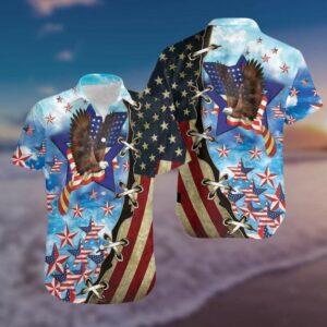 Eagle American Blue Skylight Hawaiian Unisex Hawaiian Shirtss  - Thelegend59
