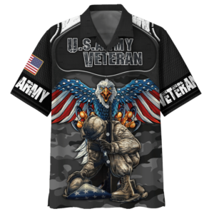 Eagle U.S.Army Veteran Black Hawaiian Shirt - For Men And Women - Kids  - Thelegend59