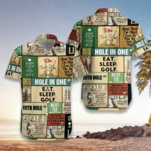 Eat Sleep Golf Vintage Hawaiian Shirt  - Thelegend59