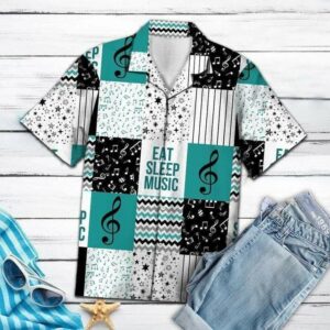 Eat Sleep Music Unisex Hawaiian Aloha Hawaiian Shirtss  - Thelegend59
