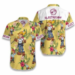 Electrician Yellow Unisex Hawaiian Shirts  - Thelegend59