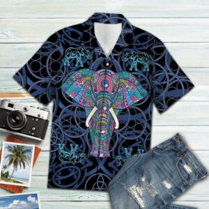 Elephant Blue Mandala Vikings Tropical Hawaiian Shirt  - Thelegend59