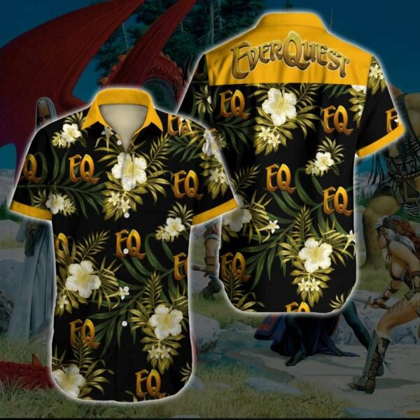 Everquest Hawaiian Graphic Print Short Sleeve  - Thelegend59