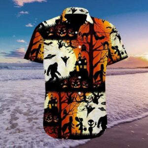 Ew People Bigfoot Ufo Halloween Hawaiian Aloha Hawaiian Shirtss  - Thelegend59
