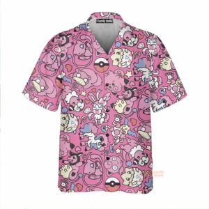 Fairy Pokemon Pattern Hawaiian Shirt - For Men And Women - Kids  - Thelegend59