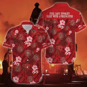 Fathers Day Gift Will Safe Tonight Sleep With Firefighter Red Hawaiian Aloha Hawaiian Shirtss  - Thelegend59