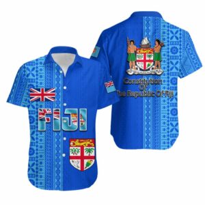 Fiji Constitution Day Half Tapa Patterns Hawaiian Shirt  - Thelegend59