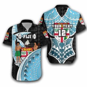 Fiji Rugby Hawaiian Shirt Armor Style - Black  - Thelegend59