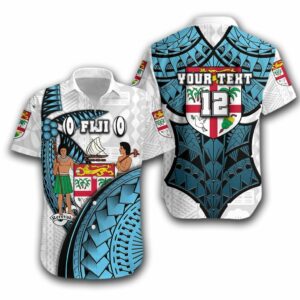 Fiji Rugby Hawaiian Shirt Armor Style - White  - Thelegend59