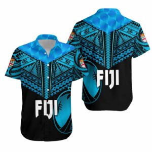 Fiji Rugby Hawaiian Shirt Coconut Sporty Vibes - Black  - Thelegend59