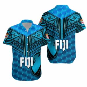 Fiji Rugby Hawaiian Shirt Coconut Sporty Vibes - Blue  - Thelegend59