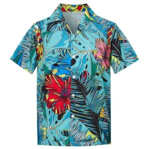Find Mens Hawaiian Shirt Summer Flowers Leaves Printing  - Thelegend59