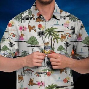 Finnish Spitz Hawaiian Shirt Hawaii Beach Retro  - Thelegend59