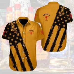 Fireball Usa Flag All Over Print 3D Aloha Summer Beach Hawaiian Shirt  - Thelegend59