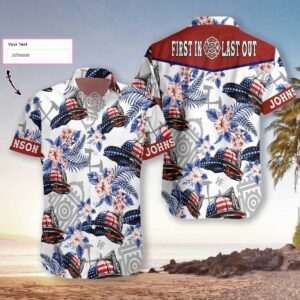 Firefighter Flag Custom Name Hawaiian Aloha Hawaiian Shirtss  - Thelegend59