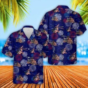 Fireworks Of 4Th July American Flag Sikorsky Mh-53 Pave Low Navy Unisex Hawaiian Shirts Beach Shorts  - Thelegend59