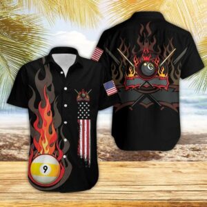 Flame 9 Ball Billiard Hawaiian Shirts  - Thelegend59