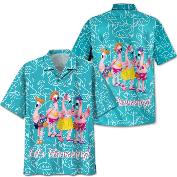 Flamingo Hawaii Let'S Flamazing Print Short Sleeve  - Thelegend59