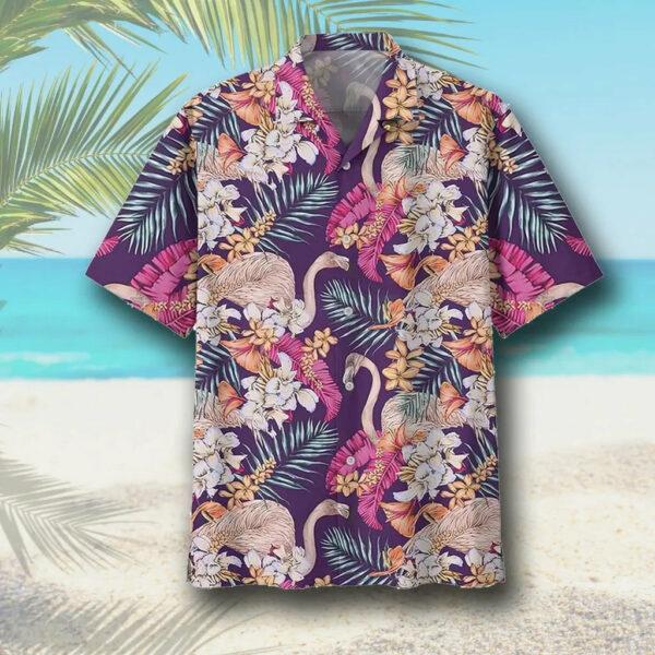Flamingo Hawaiian Iv Graphic Print Short Sleeve  - Thelegend59
