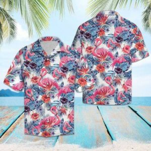 Flamingo Tropical Summer Hawaiian Aloha Hawaiian Shirtss  - Thelegend59