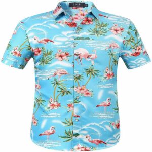 Flamingohawaiian Shirts Cahawaiian Shirtsual Blue Funky Hawaiian Aloha Hawaiian Shirts  - Thelegend59