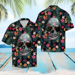Floral Funny Hawaiian Shirtskull Wearing Hawaiian Shirtsun Glahawaiian Shirtsehawaiian Shirts Tropical Hawaiian Aloha Hawaiian Shirts  - Thelegend59