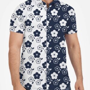 Floral Polka Blue White Nice Design Hawaiian Shirt  - Thelegend59