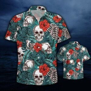 Floral Skull Summer Vibe Rose Tropical Hawaiian Aloha Hawaiian Shirtss  - Thelegend59
