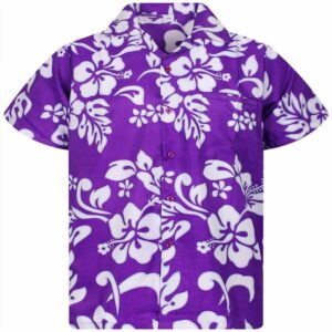 Flower White Background Purple Funky Hawaiian Aloha Hawaiian Shirts  - Thelegend59