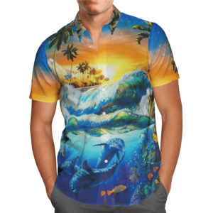 Flowers Dolphin Colorful Awesome Design Unisex Hawaiian Shirt  - Thelegend59