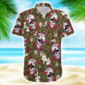 Flowers Skull Summer Vibe Rose Tropical Hawaiian Aloha Hawaiian Shirtss  - Thelegend59