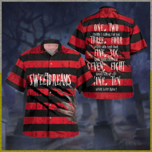 Freddy Krueger Sweet Dreams One Two Freddy Is Coming Hawaiian Graphic Print Short Sleeve  - Thelegend59
