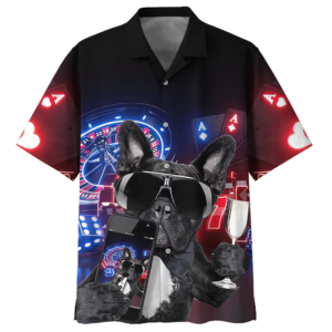 French Bulldog Black High Quality Unisex Hawaiian Shirt  - Thelegend59
