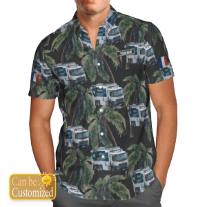 French Waste Collector Truck Personalized Green Amazing Design Unisex Hawaiian Shirt  - Thelegend59