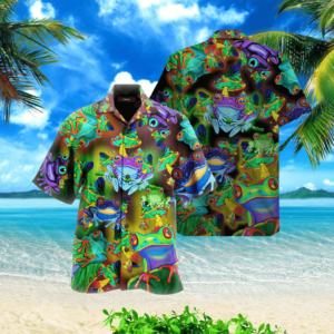 Frog Colorful Mushroom Unisex Hawaiian Shirts  - Thelegend59
