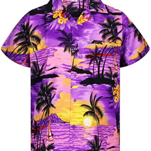 Funky Hawaiian Shirt Short Sleeve Surf Purple  - Thelegend59