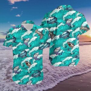 Funny Blue Hawaiian Shirtshark On Wae Hawaiian Shirtsummer Ibe Tropical Hawaiian Aloha Hawaiian Shirts  - Thelegend59