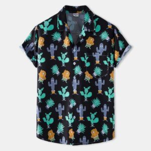 Funny Cactus  Black Awesome Design Unisex Hawaiian Shirt  - Thelegend59