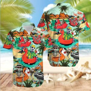 Funny Comic Skeleton Enjoy Summer Trip Tropical Hawaiian Aloha Hawaiian Shirtss  - Thelegend59
