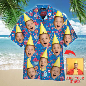 Funny Custom Face Amazing Boy Birthday On Blue Hawaiian Shirt - For Men And Women - Kids  - Thelegend59