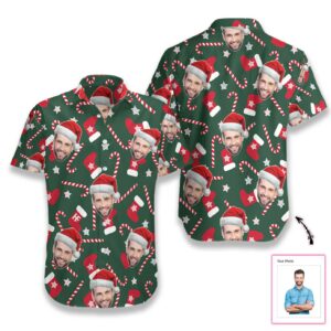 Funny Custom Face Christmas Pattern Seamless Custom Hawaiian Shirt  - Thelegend59