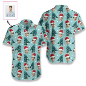 Funny Custom Face Christmas Tree Custom Hawaiian Shirt  - Thelegend59