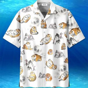 Funny Cute Tiger Going Down The Mountain Unisex Hawaiian Aloha Hawaiian Shirtss  - Thelegend59