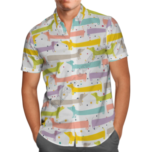 Funny Dachshund White Unique Design Unisex Hawaiian Shirt  - Thelegend59