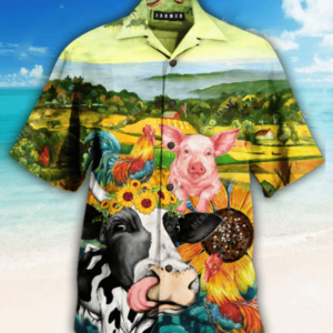Funny Farmer Pig Cute Hawaiian Aloha Hawaiian Shirtss  - Thelegend59