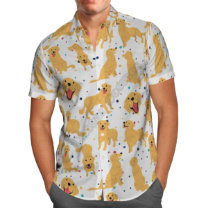 Funny Golden Retriever White Amazing Design Unisex Hawaiian Shirt  - Thelegend59